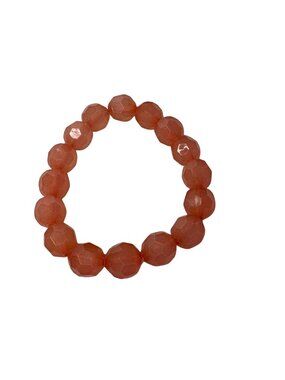 Faceted Coral Beaded Stretch Bracelet For Women Chunky